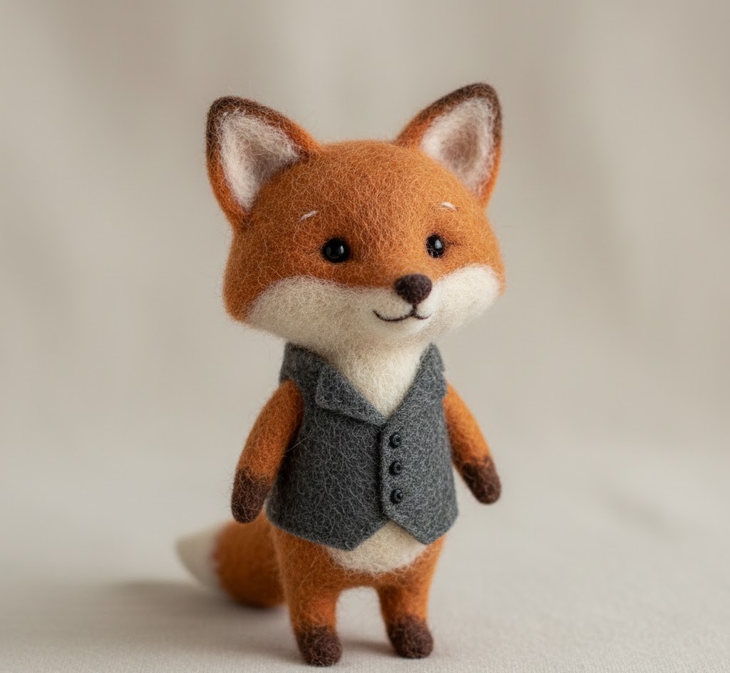 Hand-stitched felt animal figurine